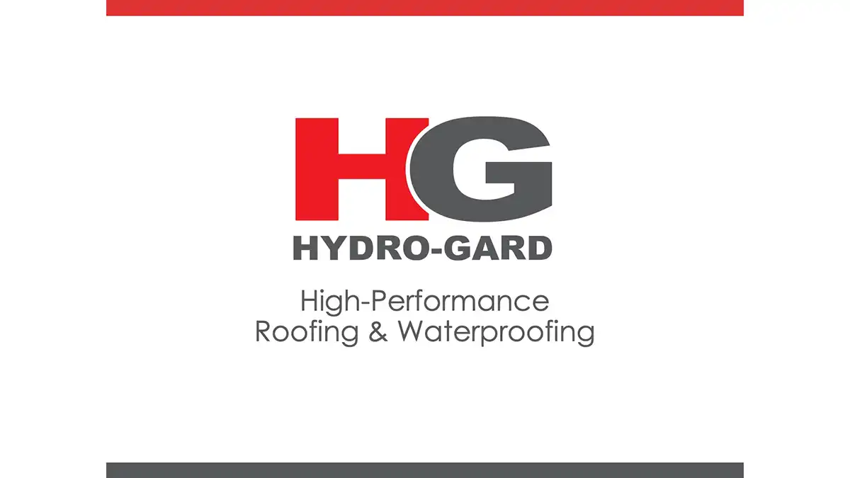 Hydro-Gard PowerPoint title slide with HG logo and text reading "High-Performance Roofing and Waterproofing"